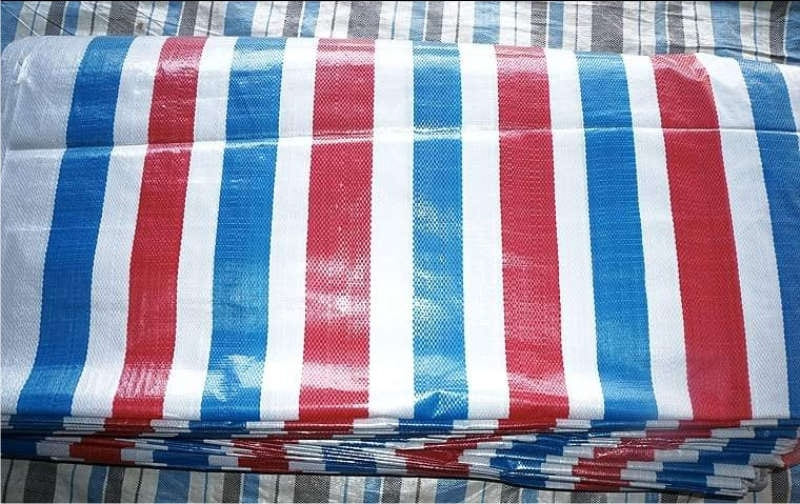 Tấm bạt sọc c&ocirc;ng tr&igrave;nh loại d&agrave;y gấp gọn may viền bấm khuy ore