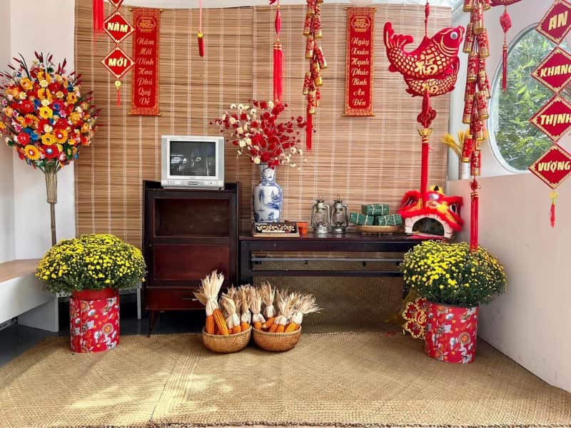 Mành tăm tre trang trí Tết - Xu hướng decor hot nhất năm 2026
