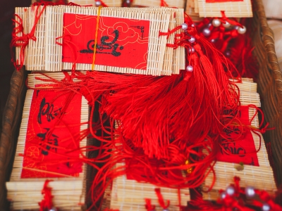 mành tre thư pháp